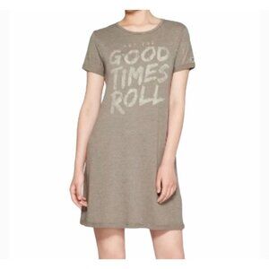 Junk Food Clothing Olive Green Good Times Roll T Shirt Dress - Medium